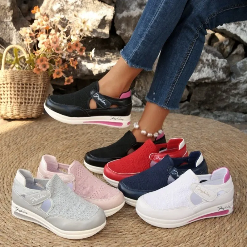 Velcro Hook Loop - Sneakers da Donna con Plateau, Punta