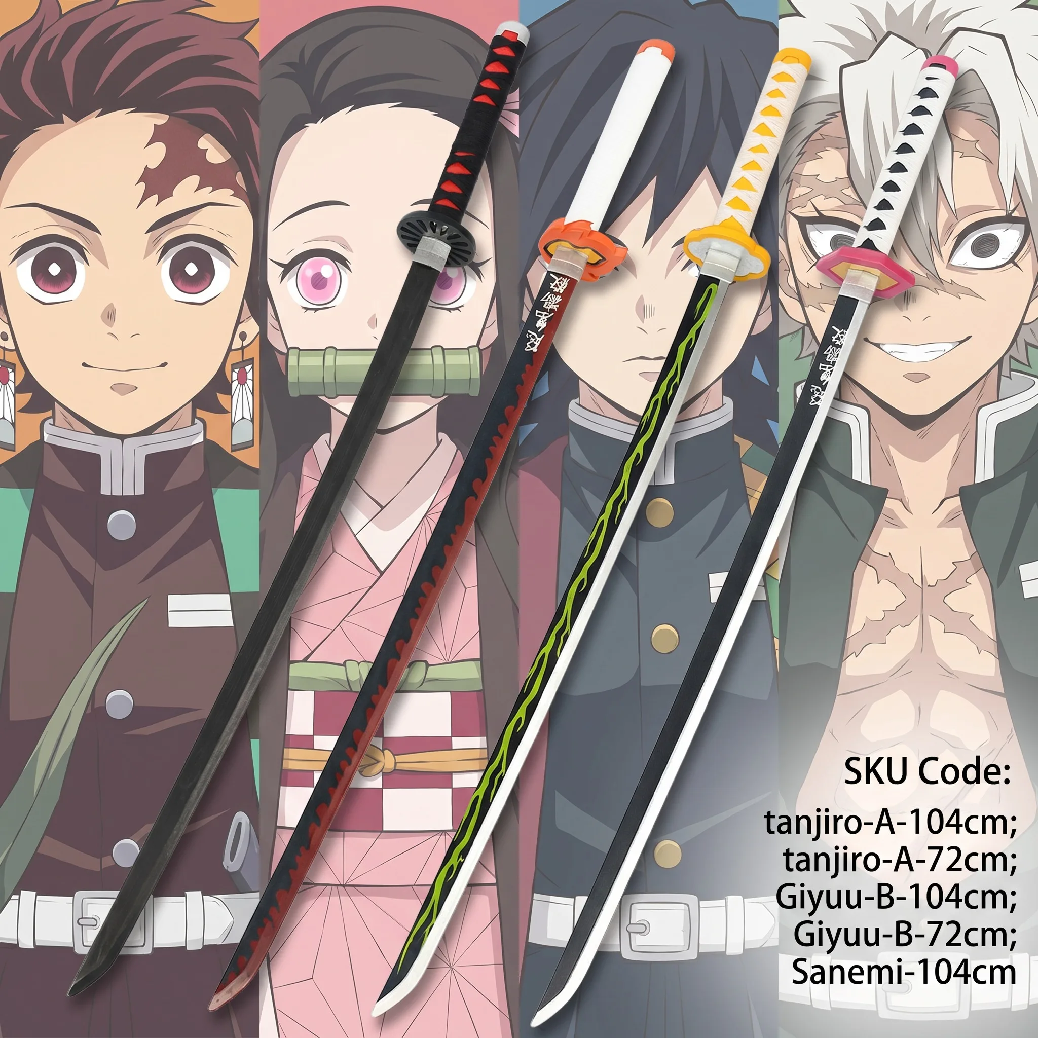 Cosplay Prop Katana - Katana Demon Slayer 72-104cm Tanjirou Giyuu