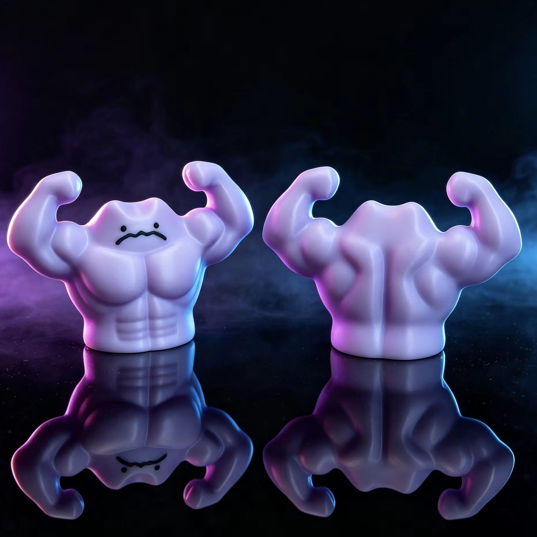 Cosplay Prop Display - Scultura Antistress Pokémon Originale, Ditto Muscoloso