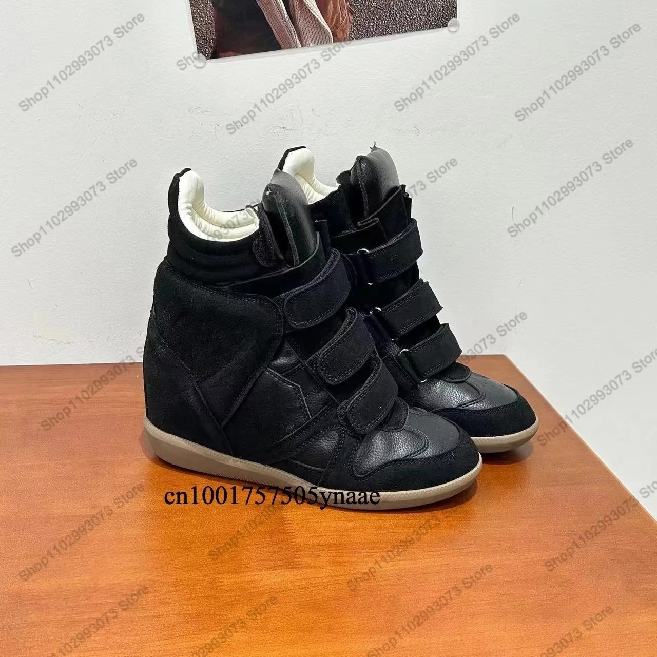 Velcro Hook Loop - Sneakers da donna con zeppa nascosta,